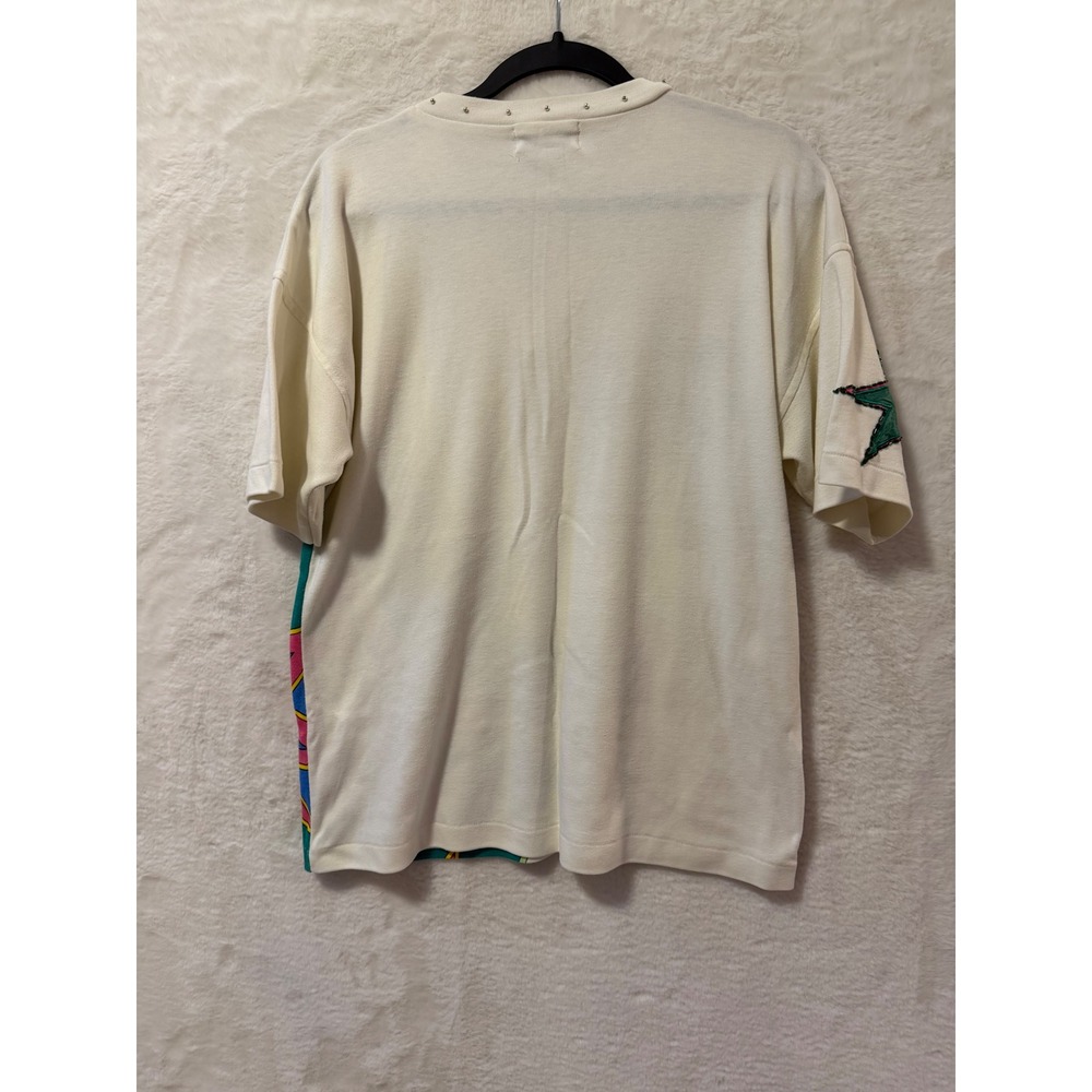 Vintage 90s Chelsea Way Naomi Bee Top S Beaded Starburst Pop Art Hong Kong - Picture 7 of 8
